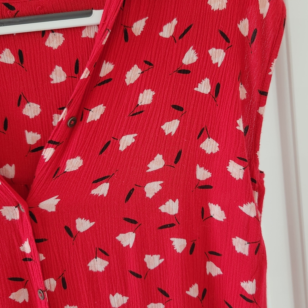 Red Floral Print Billabong Sleeveless Maxi Dress Size M. - Picture 2 of 11